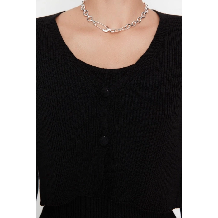 Fashion Slim Casual Daily Ribbed Knitwear V Neck Long Sleeve Bodycone Midi Length Dress