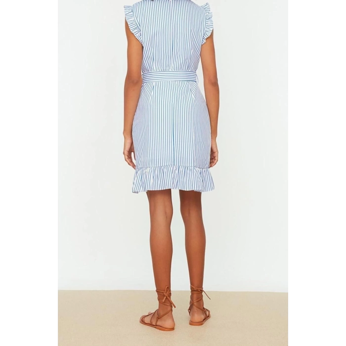 Fashion Regular Casual Daily Poplin Woven Crew Neck Sleeveless Sleeve A-Line Mini Length Dress