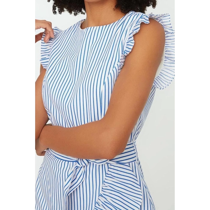 Fashion Regular Casual Daily Poplin Woven Crew Neck Sleeveless Sleeve A-Line Mini Length Dress
