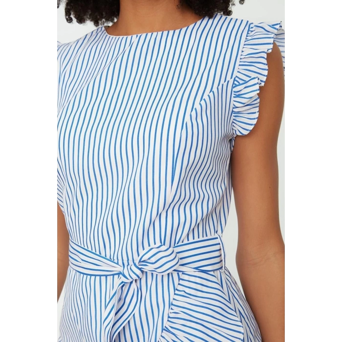 Fashion Regular Casual Daily Poplin Woven Crew Neck Sleeveless Sleeve A-Line Mini Length Dress