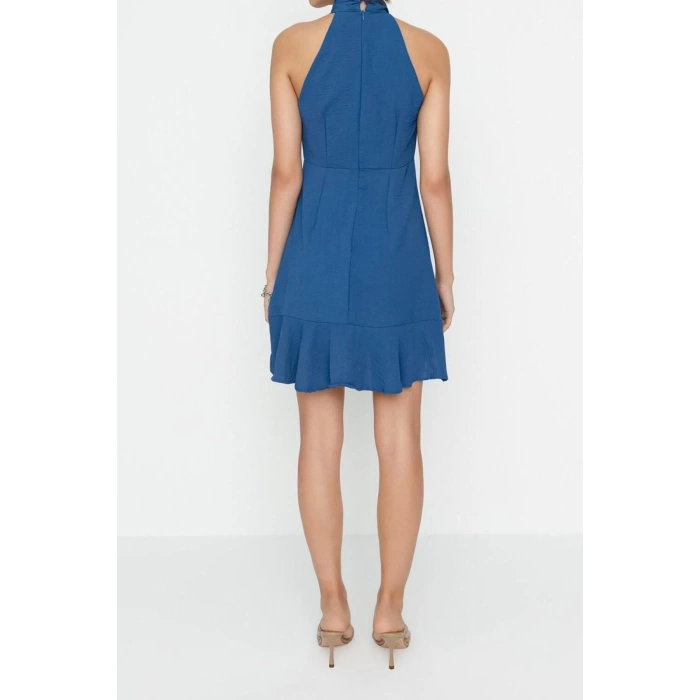 Fashion Regular Day Night Aerobin Woven Halter Neck Sleeveless Sleeve A-Line Mini Length Dress