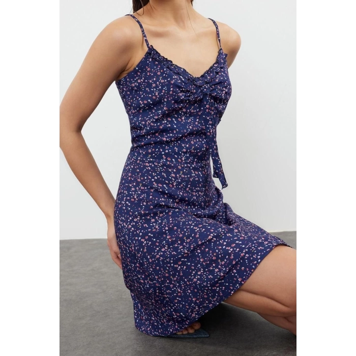 Fashion Regular Casual Daily Shally Woven V Neck Strappy Sleeve A-Line Mini Length Dress