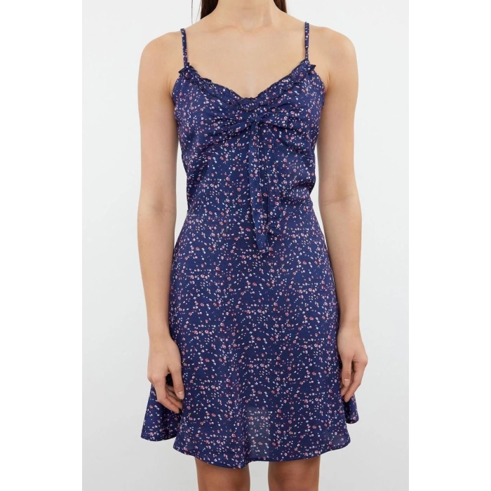 Fashion Regular Casual Daily Shally Woven V Neck Strappy Sleeve A-Line Mini Length Dress