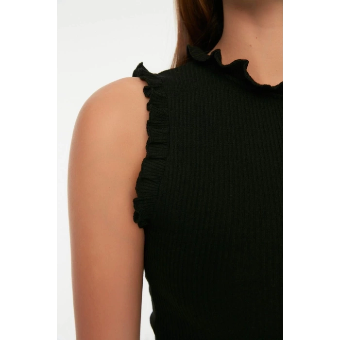 Fashion Slim Casual Daily Camisole Knitted Stand Collar Sleeveless Sleeve Bodycone Midi Length Dress