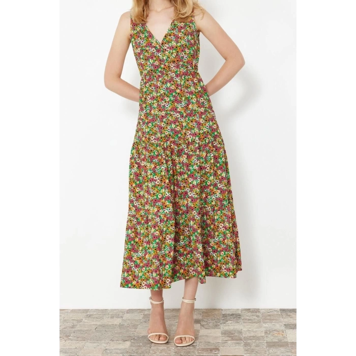 Fashion Regular Casual Daily Polyester Camisole Knitted V Neck Sleeveless Sleeve A-Line Maxi Length Dress