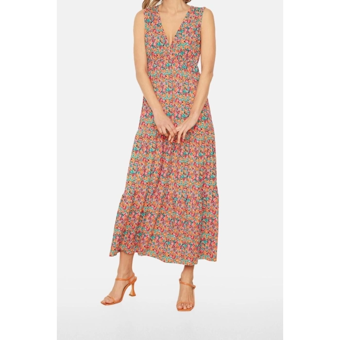 Fashion Regular Casual Daily Polyester Camisole Knitted V Neck Sleeveless Sleeve A-Line Maxi Length Dress