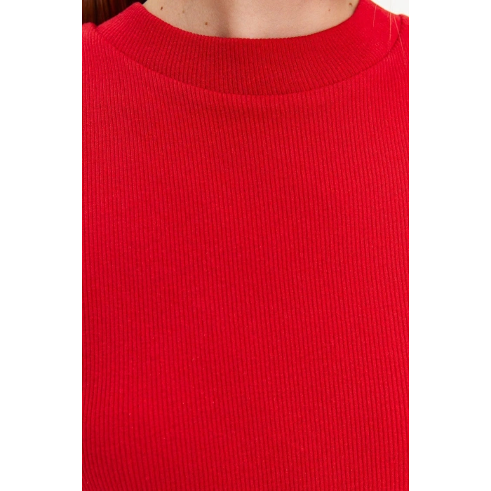 Moda Slim Casual Günlük Rejenere Kaşkorse Örme Bisiklet Yaka Kısa Kol Bodycone Mini Boy Elbise