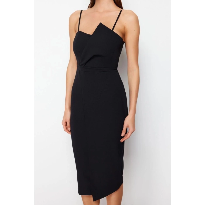 Fashion Regular Graduation Prom Finike Woven Double Breasted Sleeveless Wrap Midi Length Dress
