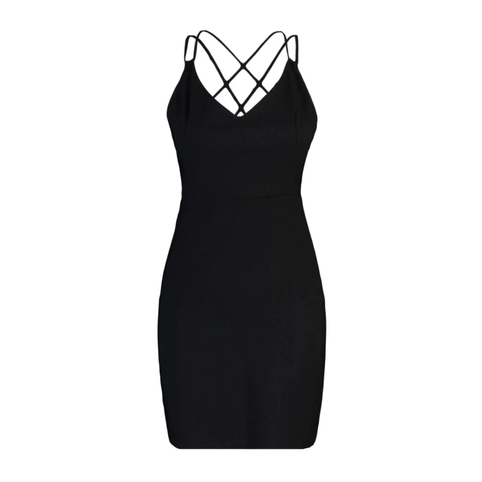 Fashion Regular Graduation Prom Diver Scuba Knitted V Neck Strap Sleeve Bodycone Mini Length Dress
