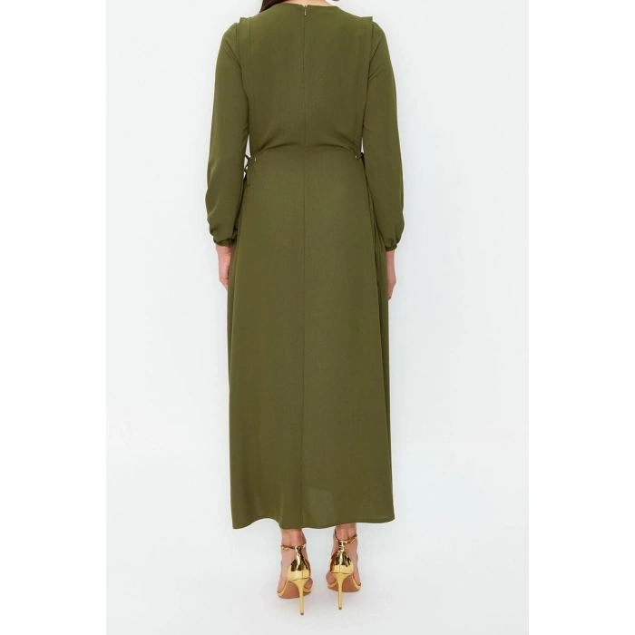 Fashion Regular Casual Daily Aerobin Woven Crew Neck Long Sleeve Shift Maxi Length Hijab Dress