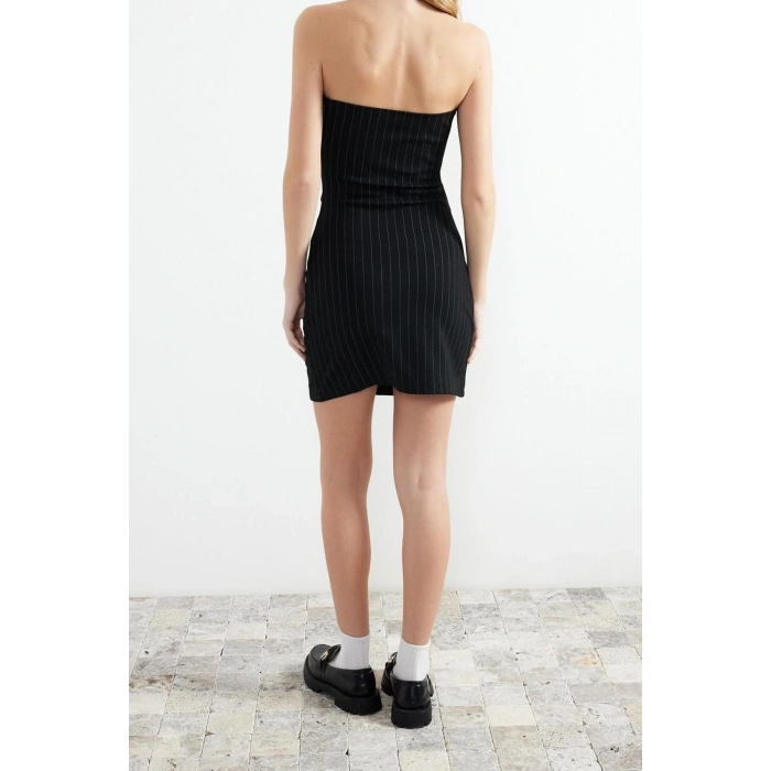 Fashion Fit Graduation Prom Finike Woven Carmen Collar Short Sleeve Bodycone Midi Length Dress