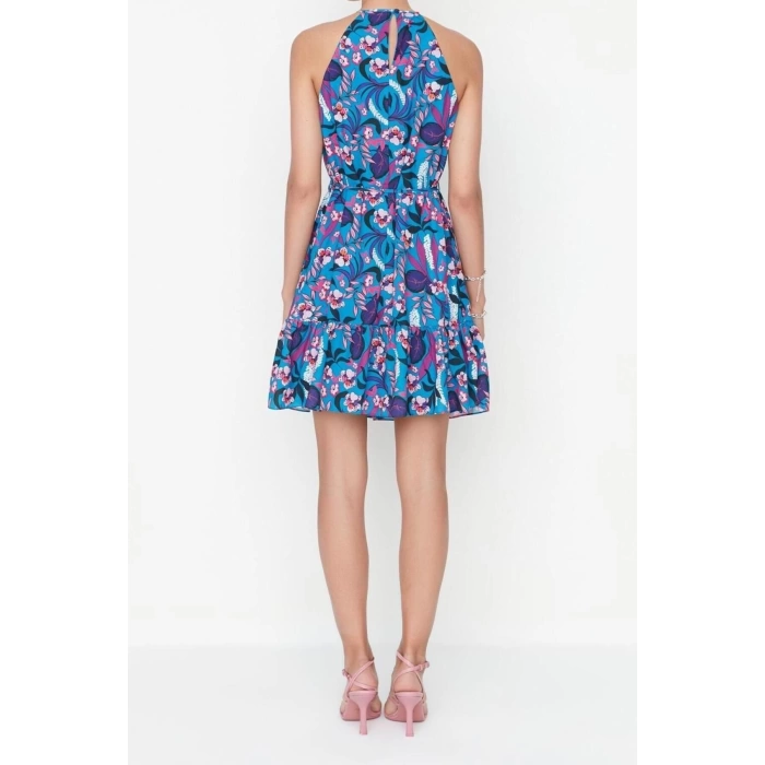 Fashion Regular Casual Daily Chiffon Woven Halter Neck Sleeveless Sleeve A-Line Mini Length Dress