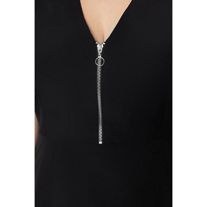 Fashion Comfortable Casual Daily Terrycotton Woven V Neck Halter Sleeve Skater Midi Length Plus Size Dress