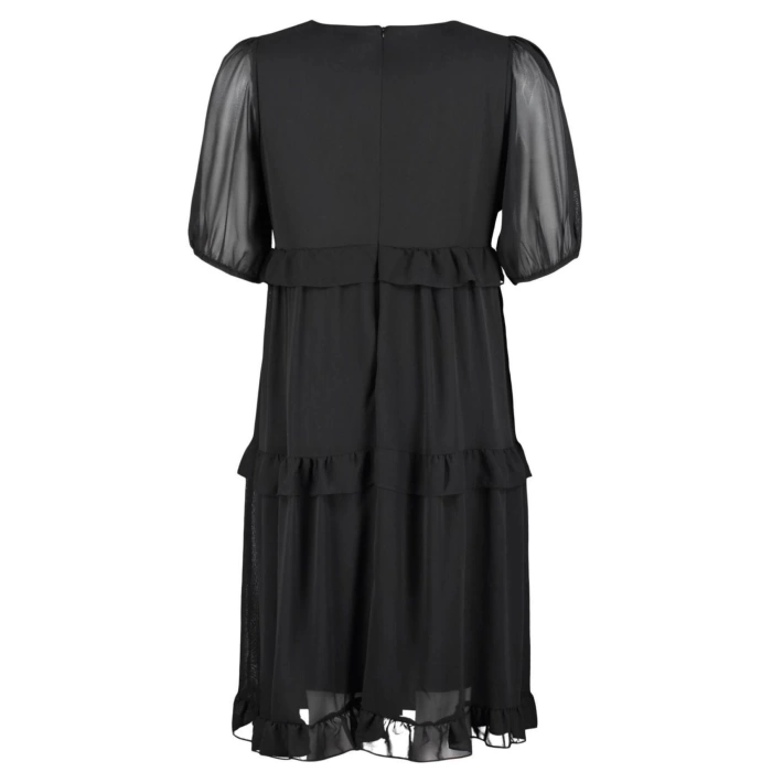 Fashion Comfortable Casual Daily Chiffon Woven Square Collar Short Sleeve Smock Mini Length Plus Size Dress