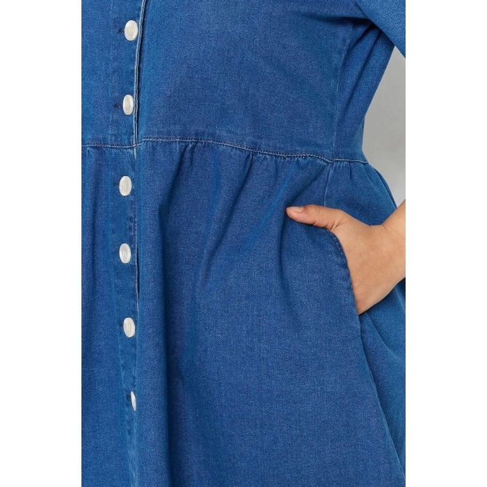Fashion Casual Daily Comfort Denim V Neck Short Sleeve A-Line Mini Length Plus Size Dress