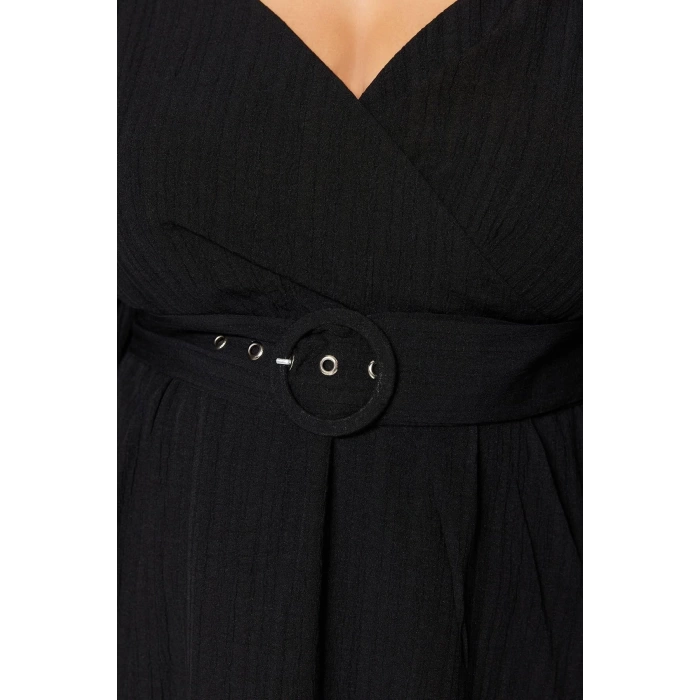 Fashion Comfortable Casual Daily Terrycotton Woven Double Breasted Long Sleeve A-Line Mini Length Plus Size Dress