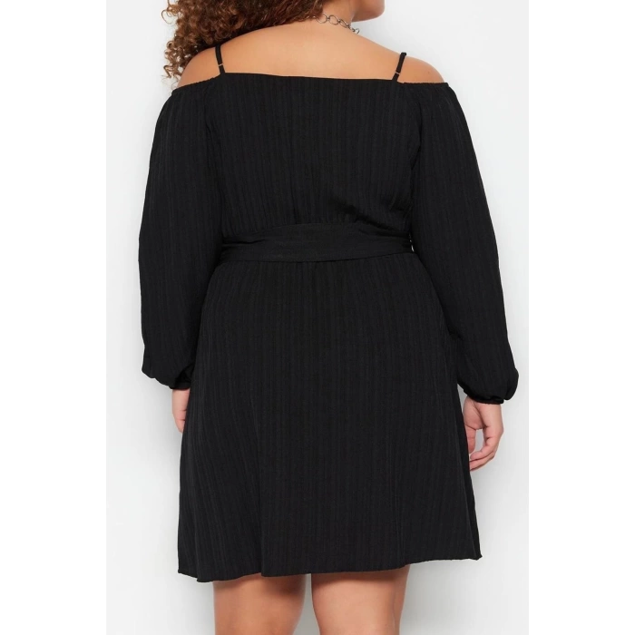 Fashion Comfortable Casual Daily Terrycotton Woven Double Breasted Long Sleeve A-Line Mini Length Plus Size Dress