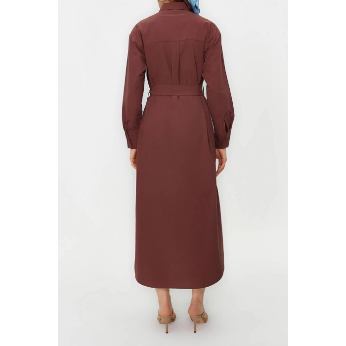 Fashion Regular Casual Daily Terrycotton Woven Crew Neck Long Sleeve A-Line Maxi Length Hijab Dress