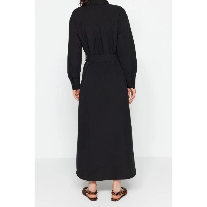 Fashion Regular Casual Daily Terrycotton Woven Crew Neck Long Sleeve A-Line Maxi Length Hijab Dress