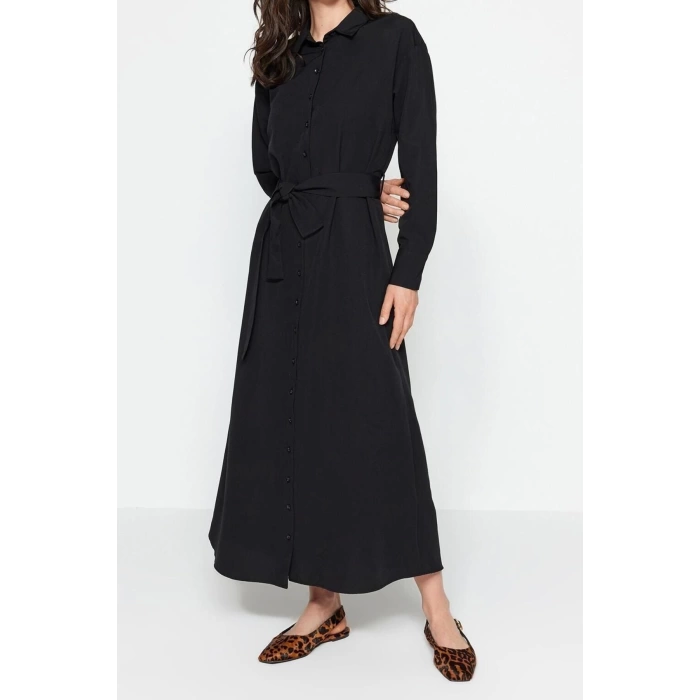 Fashion Regular Casual Daily Terrycotton Woven Crew Neck Long Sleeve A-Line Maxi Length Hijab Dress