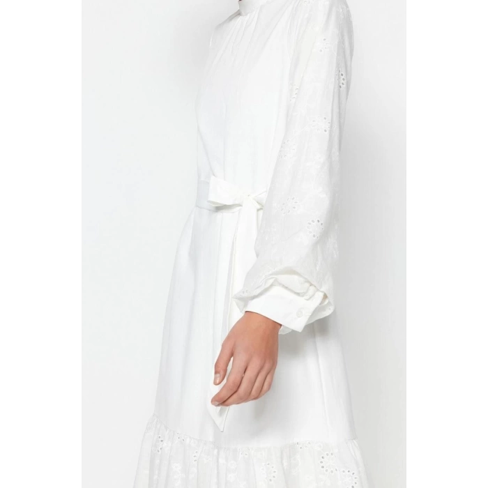 Fashion Regular Casual Daily Terrycotton Woven Crew Neck Long Sleeve A-Line Maxi Length Hijab Dress
