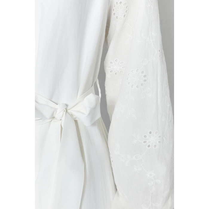 Fashion Regular Casual Daily Terrycotton Woven Crew Neck Long Sleeve A-Line Maxi Length Hijab Dress