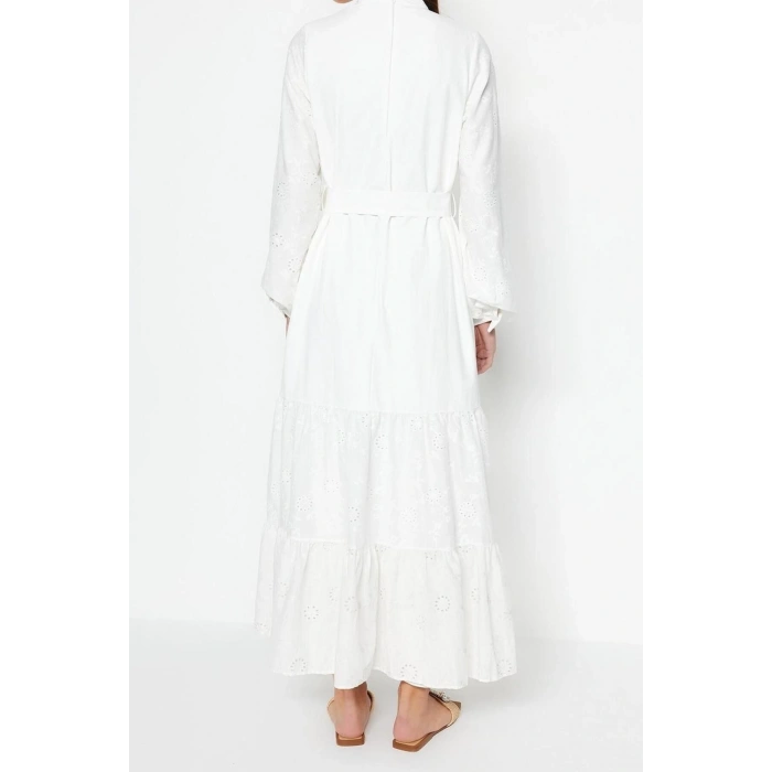 Fashion Regular Casual Daily Terrycotton Woven Crew Neck Long Sleeve A-Line Maxi Length Hijab Dress