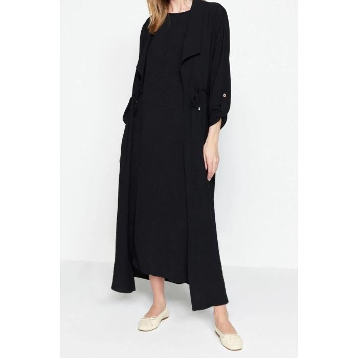 Fashion Regular Casual Daily Aerobin Woven Crew Neck Sleeveless Sleeve Shift Maxi Length Hijab Dress