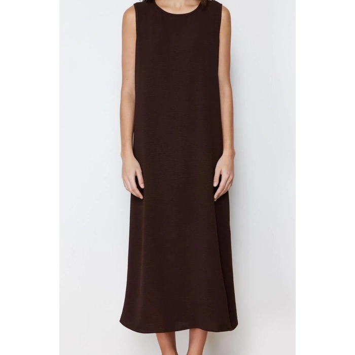 Fashion Regular Casual Daily Aerobin Woven Crew Neck Sleeveless Sleeve Shift Maxi Length Hijab Dress