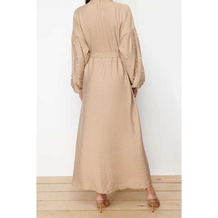 Moda Regular Casual Daily Lilyum Woven Crew Neck Long Sleeve A-Line Maxi Length Hijab Dress