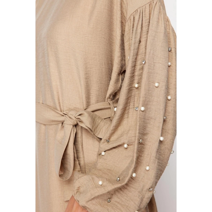 Moda Regular Casual Daily Lilyum Woven Crew Neck Long Sleeve A-Line Maxi Length Hijab Dress
