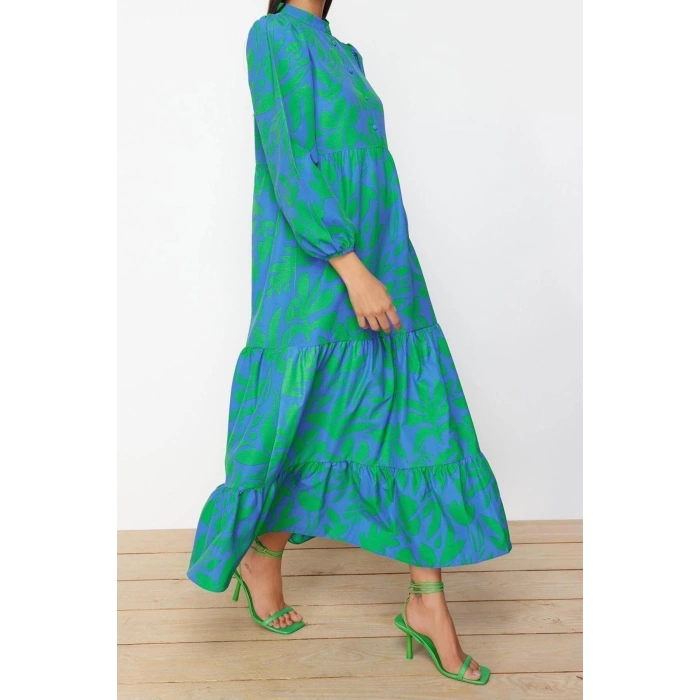 Fashion Regular Casual Daily Terrycotton Woven Crew Neck Long Sleeve A-Line Maxi Length Hijab Dress