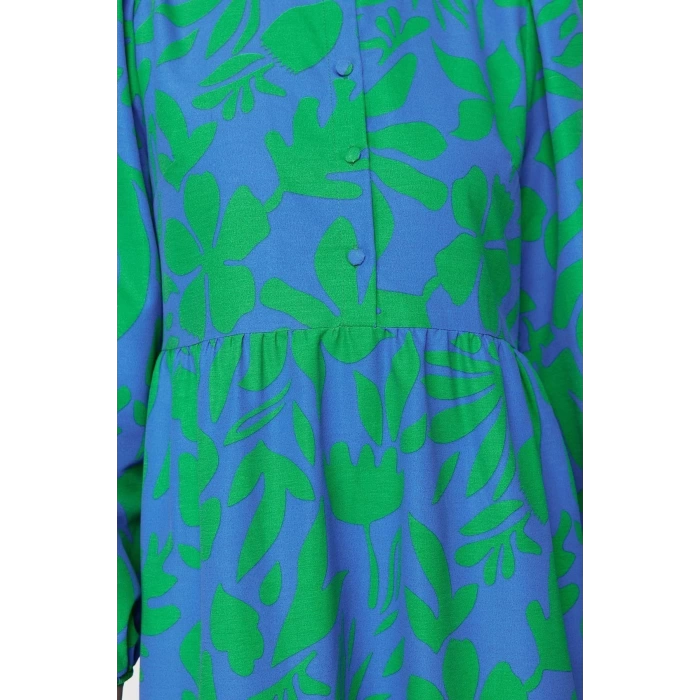 Fashion Regular Casual Daily Terrycotton Woven Crew Neck Long Sleeve A-Line Maxi Length Hijab Dress