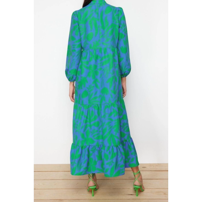Fashion Regular Casual Daily Terrycotton Woven Crew Neck Long Sleeve A-Line Maxi Length Hijab Dress