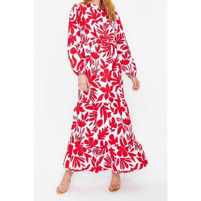 Fashion Regular Casual Daily Terrycotton Woven Crew Neck Long Sleeve A-Line Maxi Length Hijab Dress