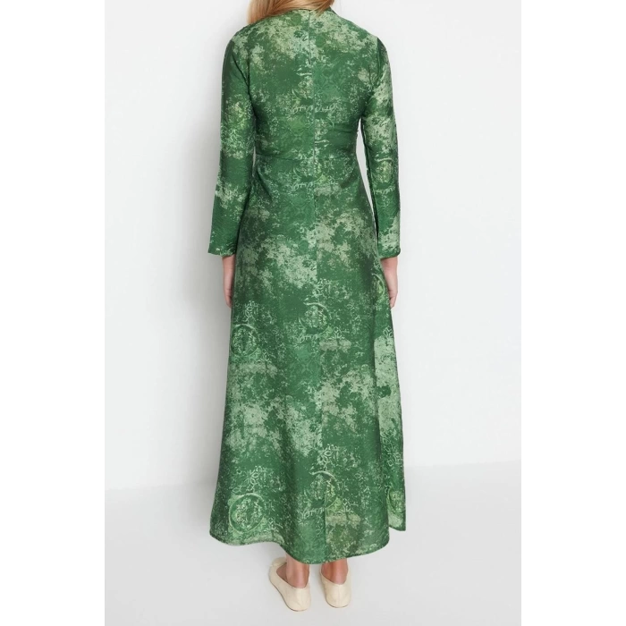 Moda Regular Casual Daily Lilyum Woven Double Breasted Long Sleeve Shift Maxi Length Hijab Dress