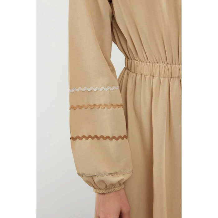 Fashion Regular Casual Daily Terrycotton Woven Shirt Collar Long Sleeve Basic Maxi Length Hijab Dress