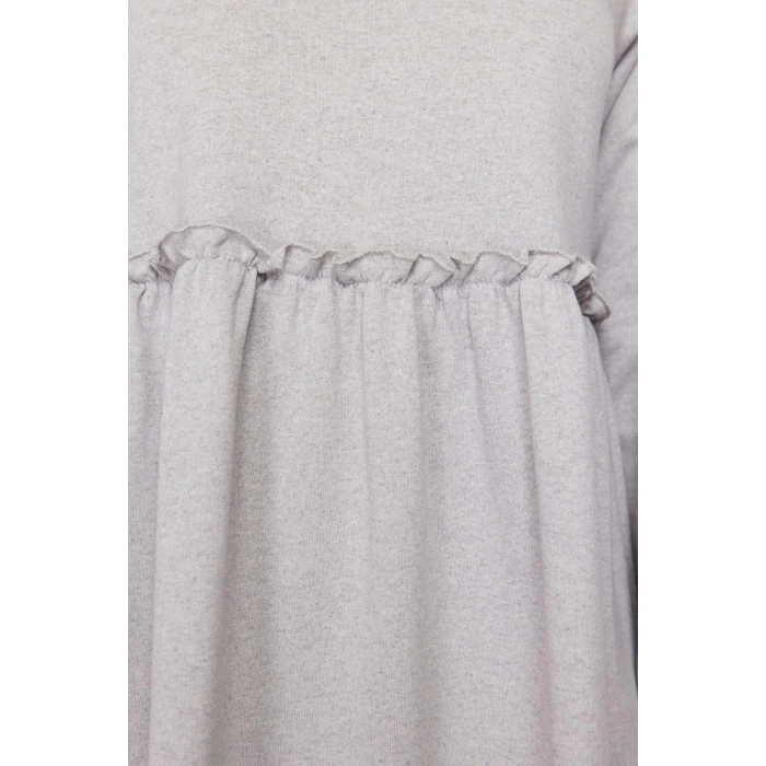 Moda Regular Casual Günlük 2 İplik Örme Bisiklet Yaka Uzun Kol Basic Maxi Boy Tesettür Elbise