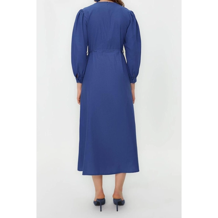 Fashion Regular Casual Daily Terrycotton Woven Crew Neck Long Sleeve A-Line Maxi Length Hijab Dress