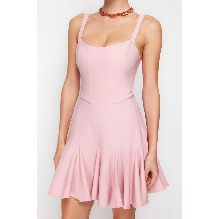 Fashion Regular Beach Daily Brode Woven Halter Neck Long Sleeve Shift Mini Length Dress