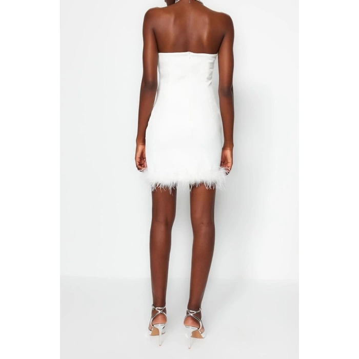 Fashion Fit Graduation Prom Finike Woven Halter Neck Sleeveless Sleeve Bodycone Mini Length Dress