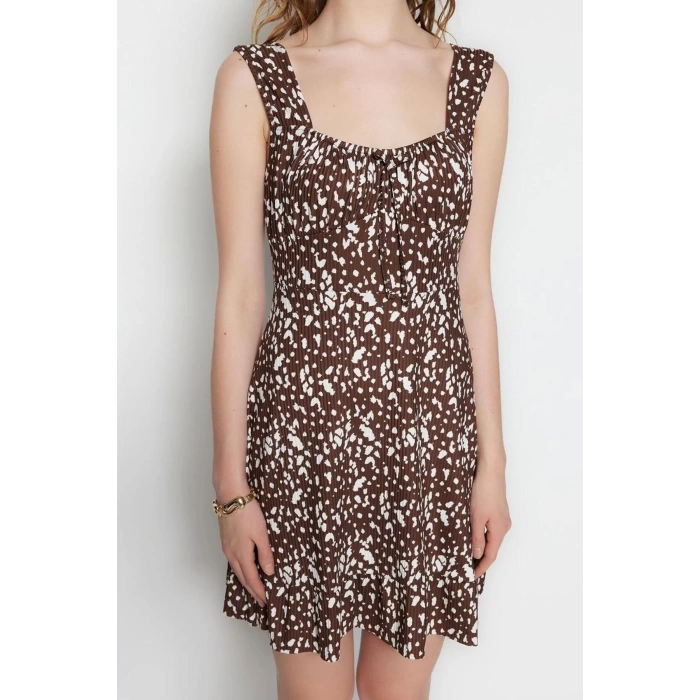 Fashion Regular Casual Daily Polyester Camisole Knitted Square Collar Sleeveless Sleeve A-Line Mini Length Dress