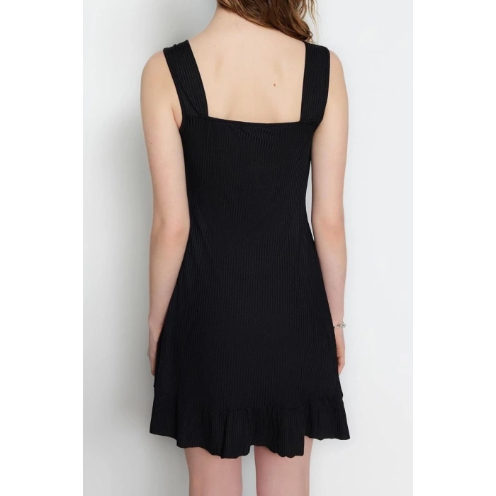 Fashion Regular Casual Daily Polyester Camisole Knitted Square Collar Sleeveless Sleeve A-Line Mini Length Dress