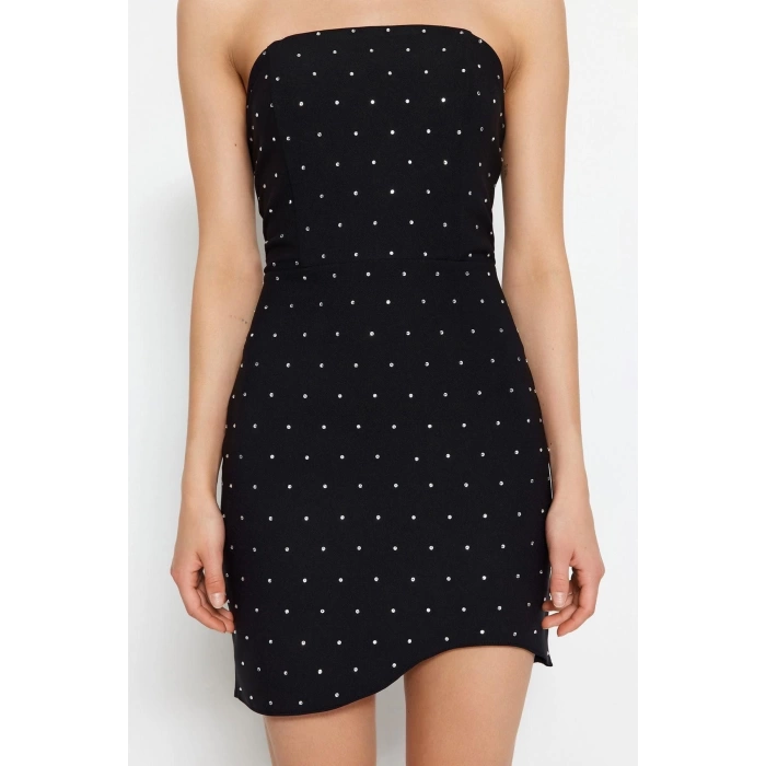 Fashion Fit Graduation Prom Finike Woven Strapless Sleeveless Sleeve Bodycone Mini Length Dress