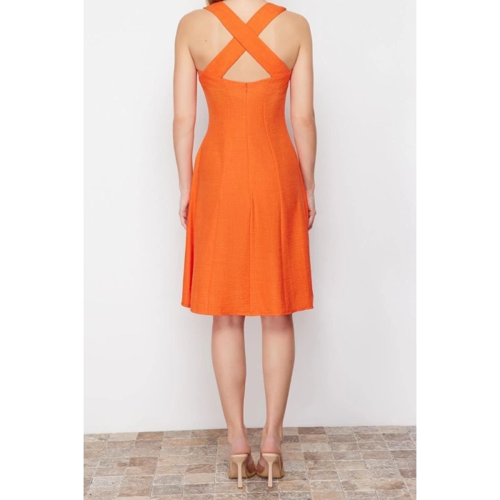 Fashion Regular Casual Daily Aerobin Woven Square Collar Sleeveless Sleeve A-Line Mini Length Dress