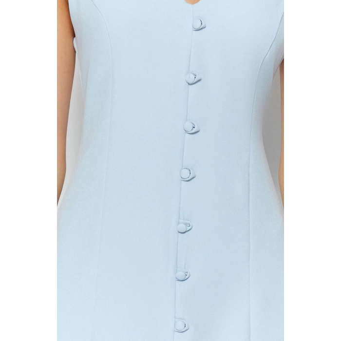 Moda Regular Business Finike Woven V Neck Sleeveless Sleeve A-Line Mini Length Dress