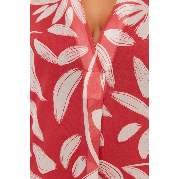 Fashion Oversize Beach Casual Chiffon Woven V Neck Short Sleeve Basic Midi Length Plus Size Dress