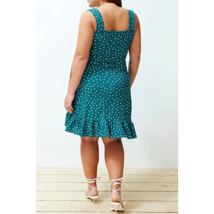 Fashion Fit Casual Daily Camisole Knitted Square Neck Strap Sleeve A-Line Mini Length Plus Size Dress
