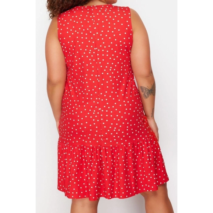 Fashion Casual Daily Camisole Knitted Crew Neck Sleeveless Sleeveless Ruffle Mini Length Plus Size Dress