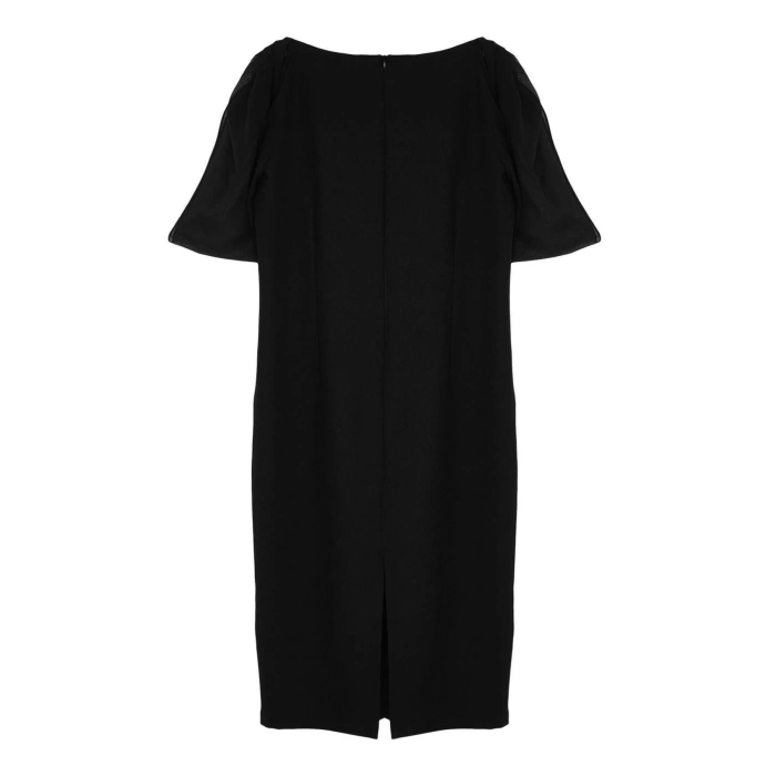 Moda Fit Evening Dress Finike Woven Boat Neck Long Sleeve Bodycone Maxi Length Plus Size Dress